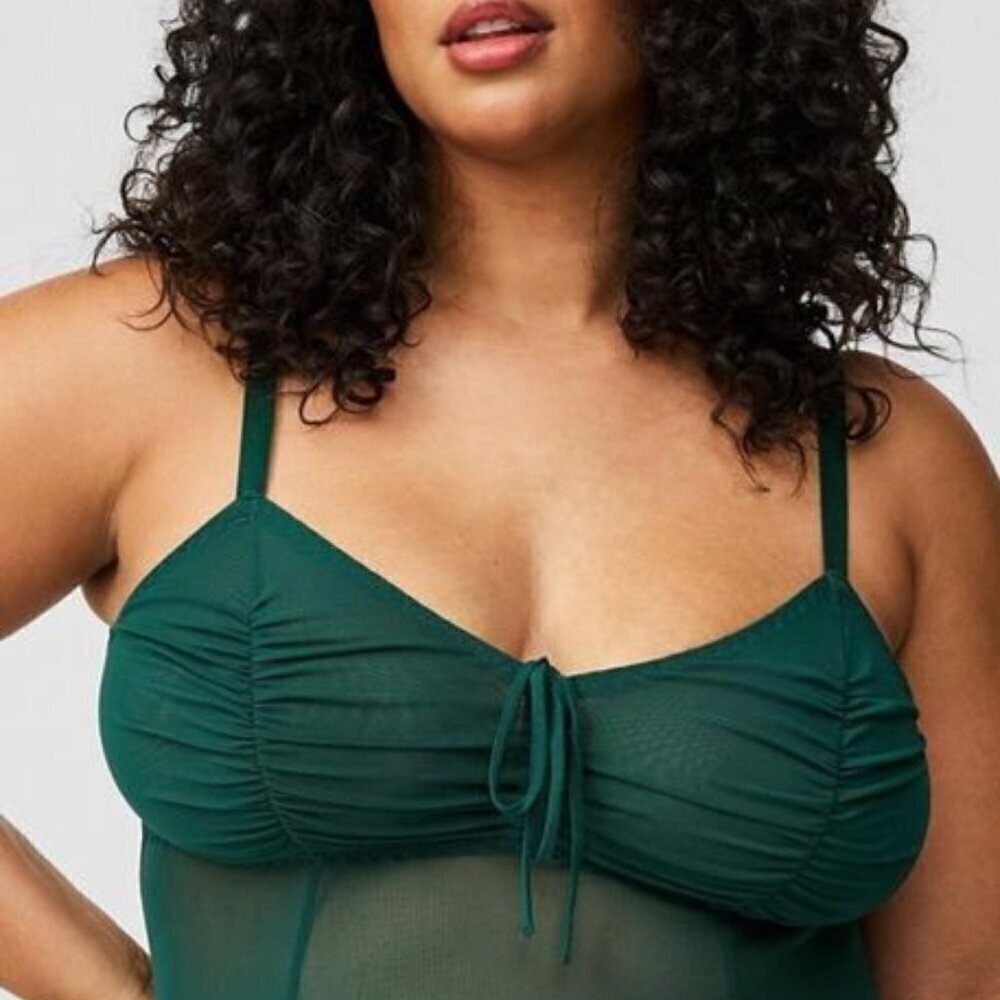 Torrid - Mesh Fit & Flare Wireless Babydoll in Botanical Garden Green